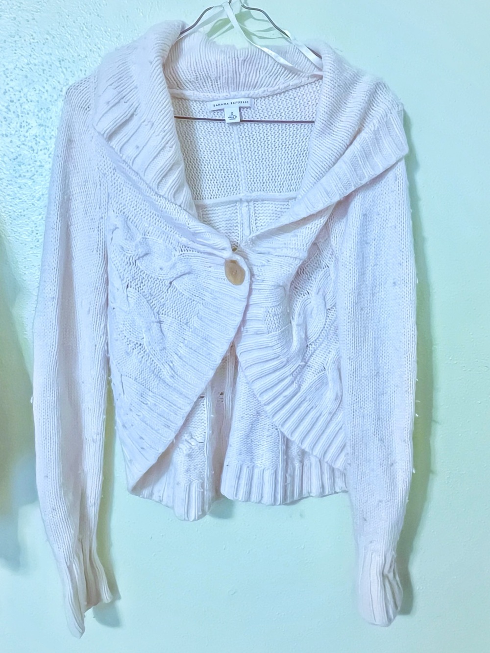 Banana Republic Vtg Wool Angora Cashmere Shrug Cozy Cardigan Cream Knit Sweater